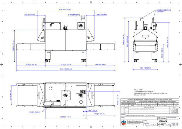 Cavazutti Ace 950 Conveyor Dryer Up/Dn Up-Down Belt 220v